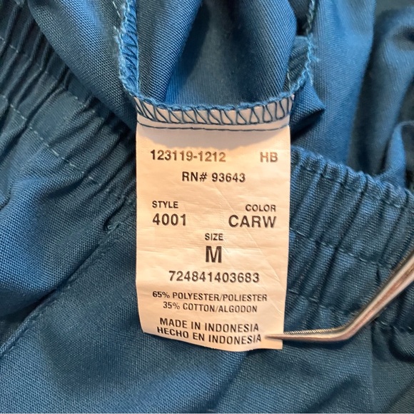 Cherokee workwear scrub pants, elastic waist, Size M. Caribbean Blue - Picture 4 of 8